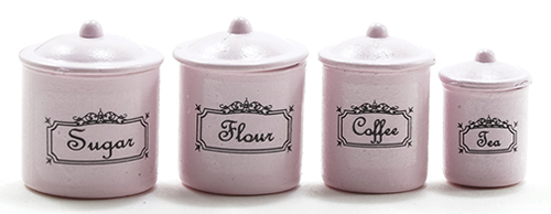 Dollhouse miniature CANISTER SET, 4 PIECE - PINK